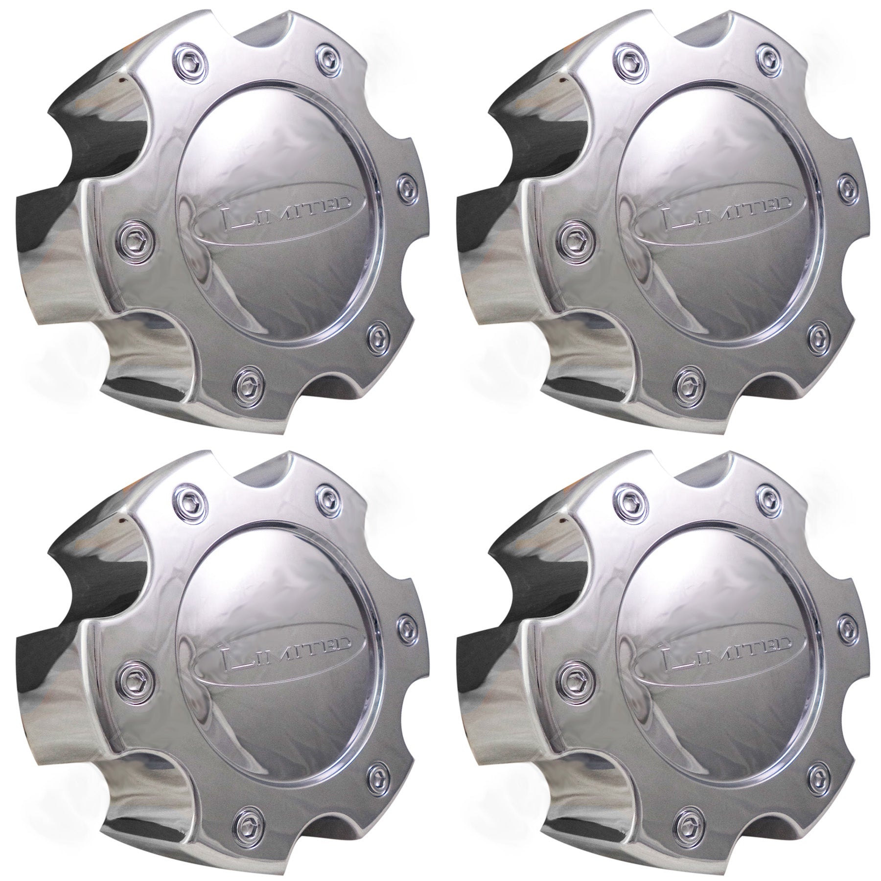 Limited Wheels Chrome Custom Wheel Center Cap # LZ-053-6H-2 (4 CAPS)