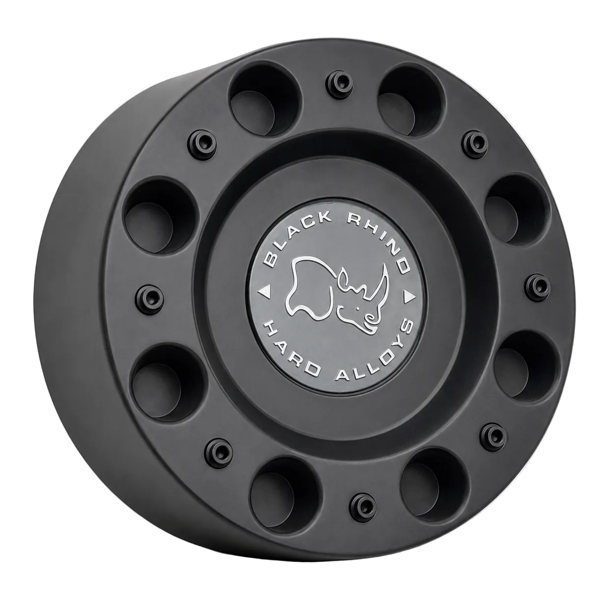 Black Rhino M-1049 matte black wheel center cap front view