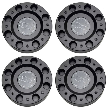 Set of four Black Rhino M-1049 matte black wheel center caps