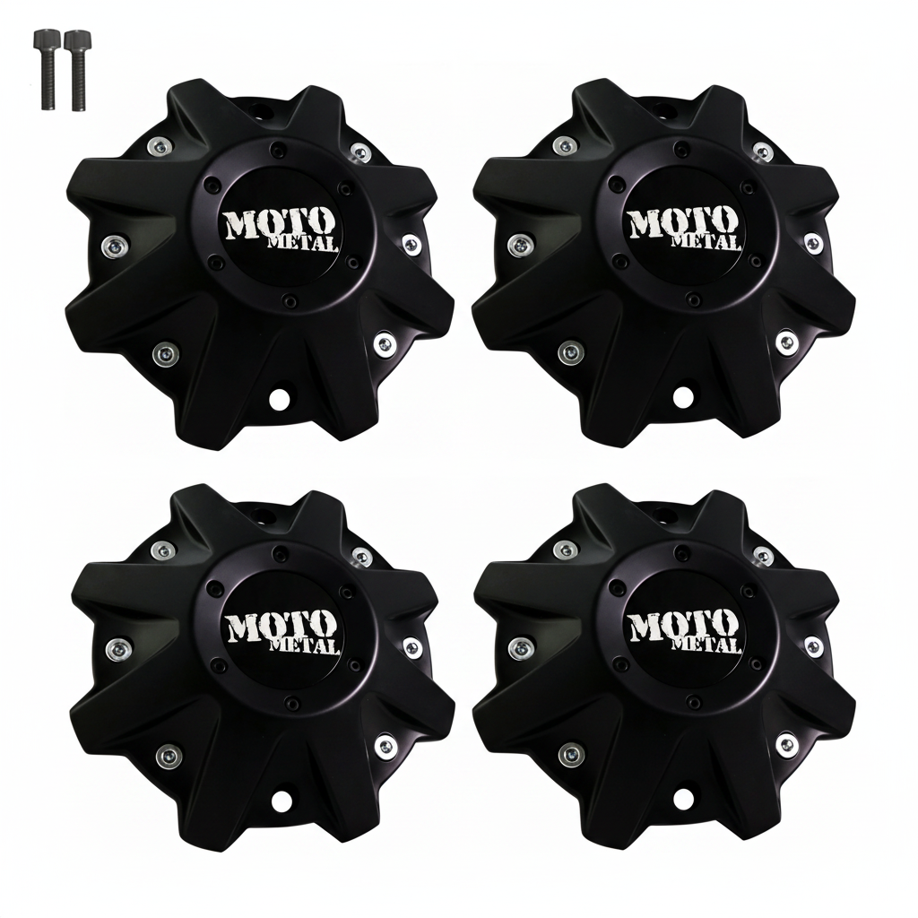 Four Moto Metal MO479L214 matte black center caps