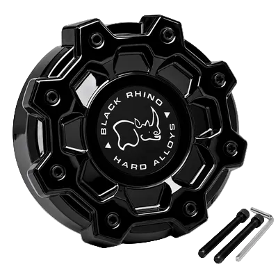 Black Rhino PSC014BLA gloss black wheel center cap front view