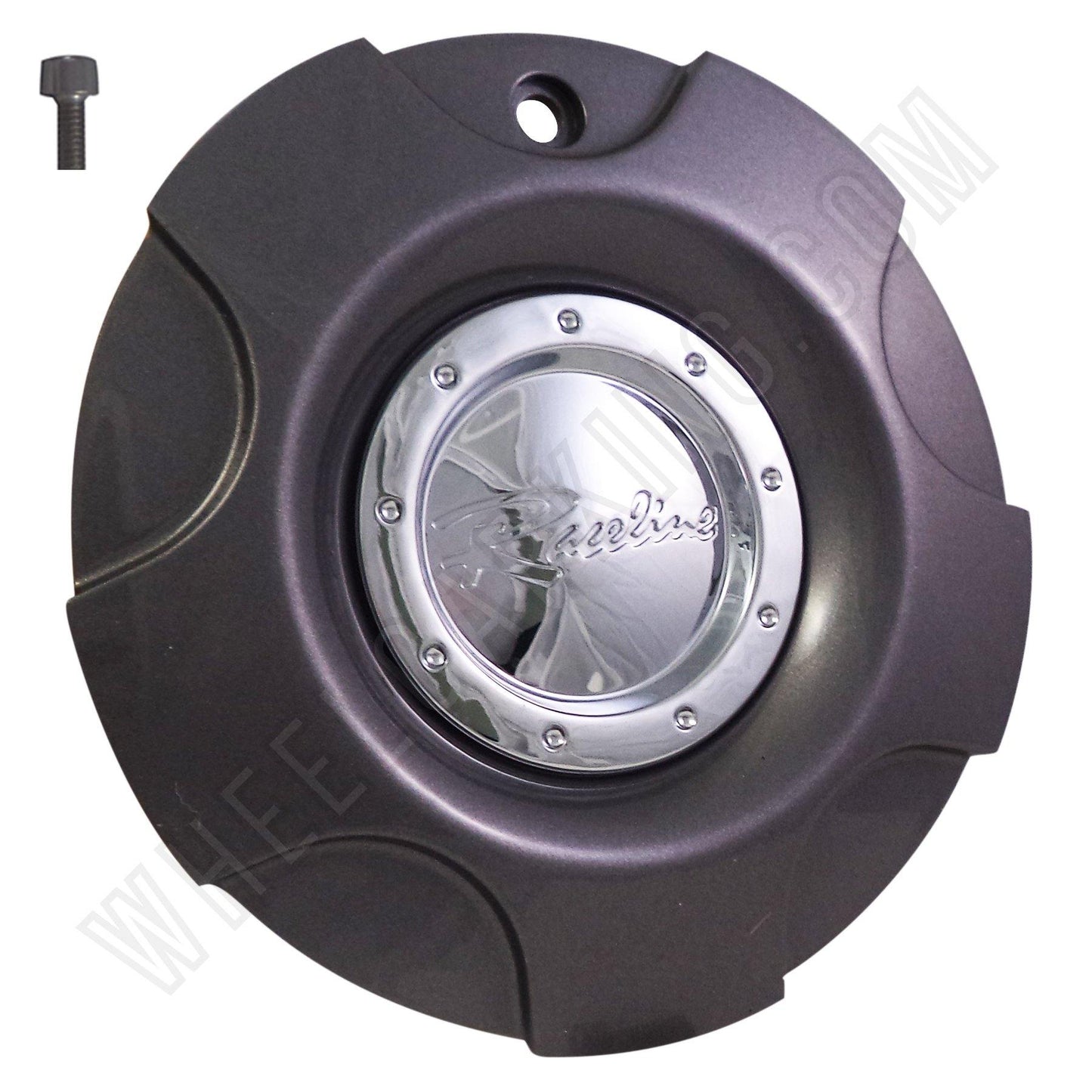 Raceline Wheels Gray / Chrome Custom Wheel Center Caps # 53581775F-2 / 53581775F-1B (4 CAPS)