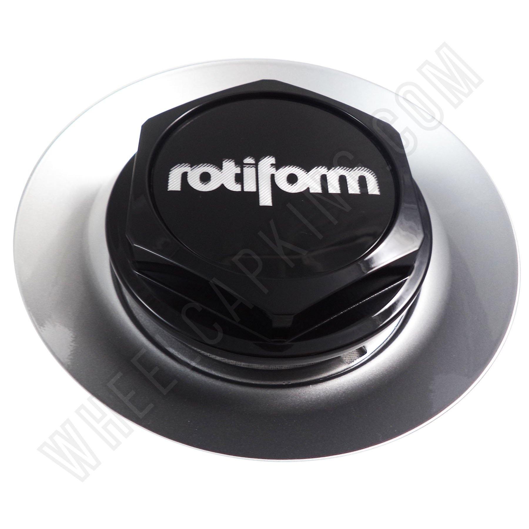 Rotiform Wheels Silver & Gloss Black Custom Wheel Center Caps # 36390-02 (4 CAPS)
