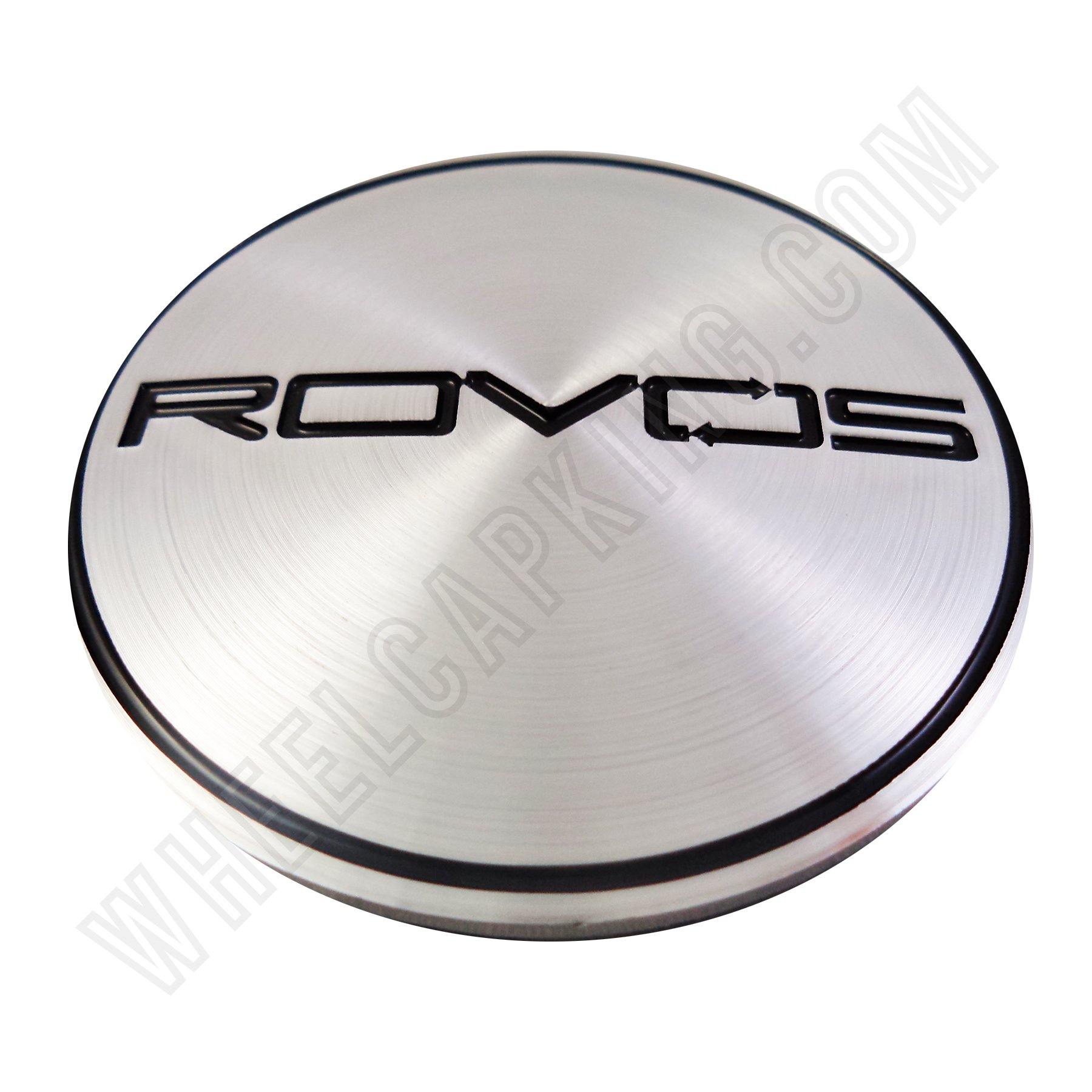 Rovos Wheels Chrome / Black Logo Custom Wheel Center Cap # 188 (4 CAPS)