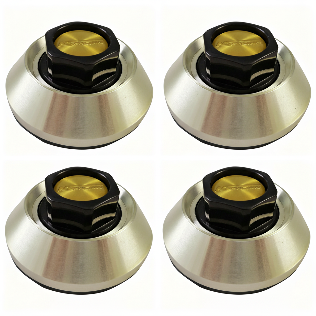 Four NS Racing S1050-2600 gold center caps