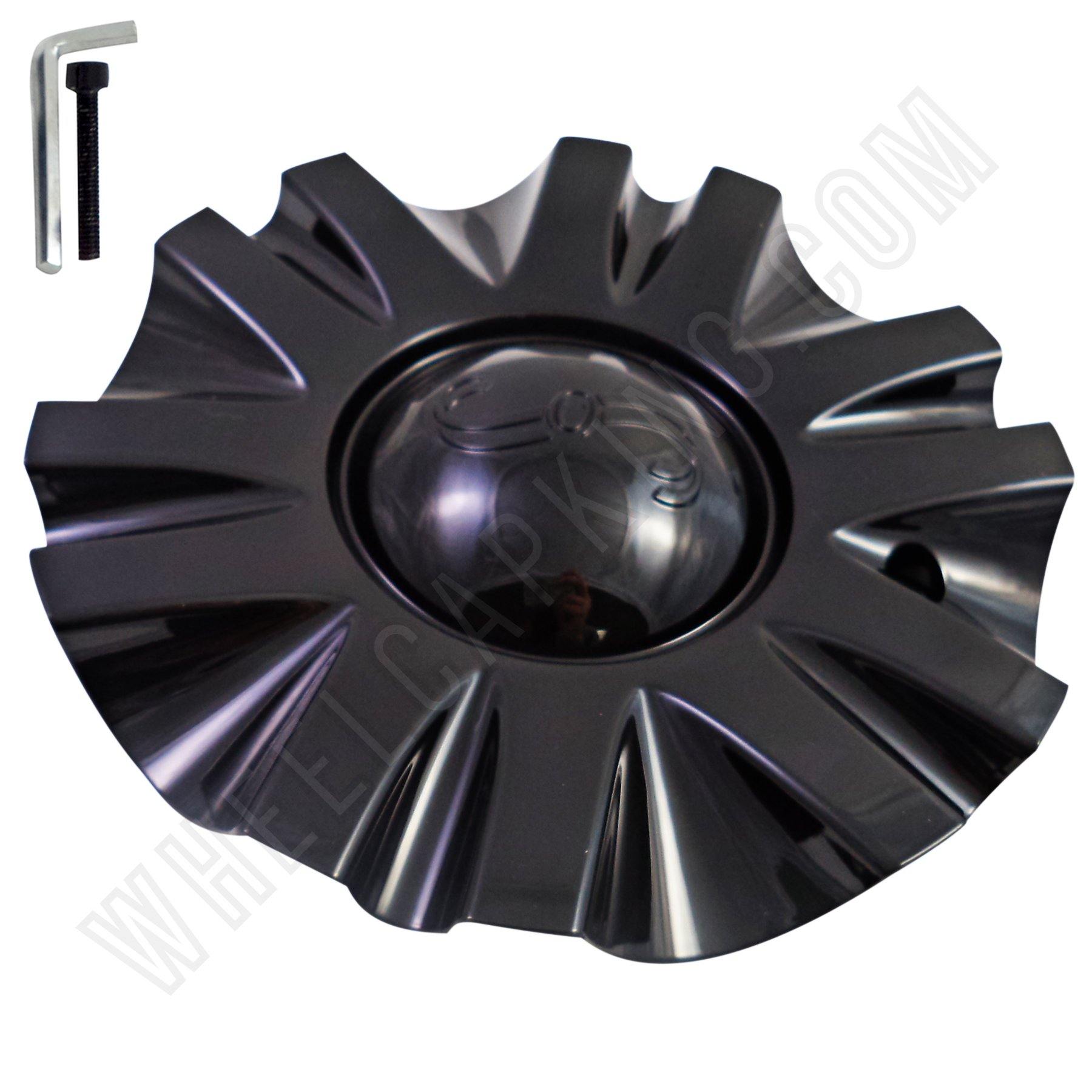 SSC / Sears Gloss Black Custom Wheel Center Cap # MCD8243YA01 / SJ106-19 (1 CAP)