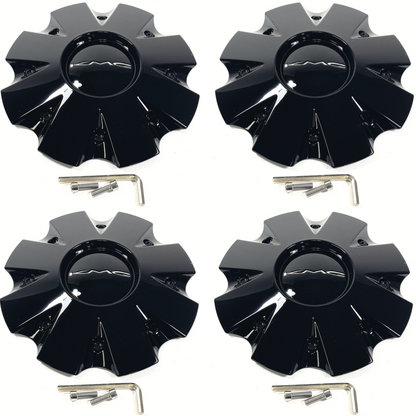 KMC KM651 Slide Gloss Black Rim Wheel Center Hub Cap # 841L210S1 / S1904-04 (4 CAPS)