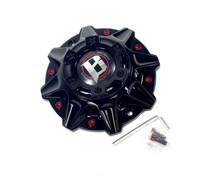 Ballistic 845 Morax LG1208-33 SGD0010 Gloss Black / Red Wheel Center Cap WXORGB (4 CAPS)