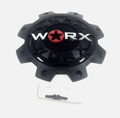 Worx / Ultra Alloy Wheels Matte Black Wheel Center Cap # WRX-8899FSB 30171765F-1 +SCREWS
