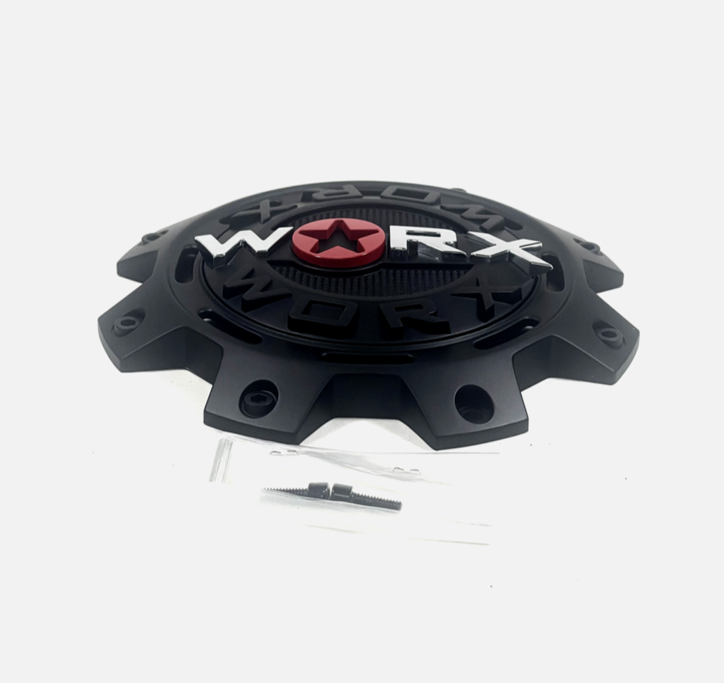 Worx / Ultra Alloy Wheels Matte Black Wheel Center Cap # WRX-8899FSB 30171765F-1 +SCREWS