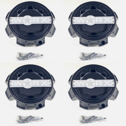 WORX / Ultra Motorsports Matte Black Wheel Center Cap 83182090F-1B A89-0087SB + SCREWS (4 CAPS)
