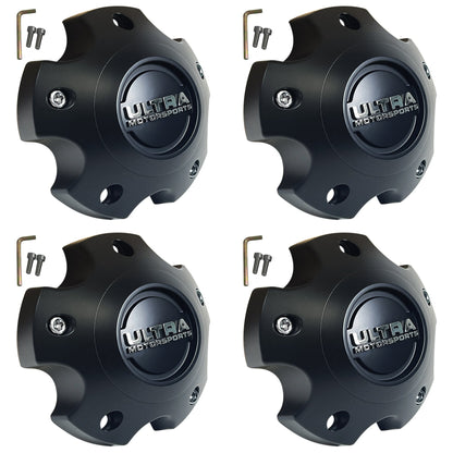 Ultra Motorsports Wheels Flat Black Wheel Center Cap # 89-9755SB (4 CAPS)