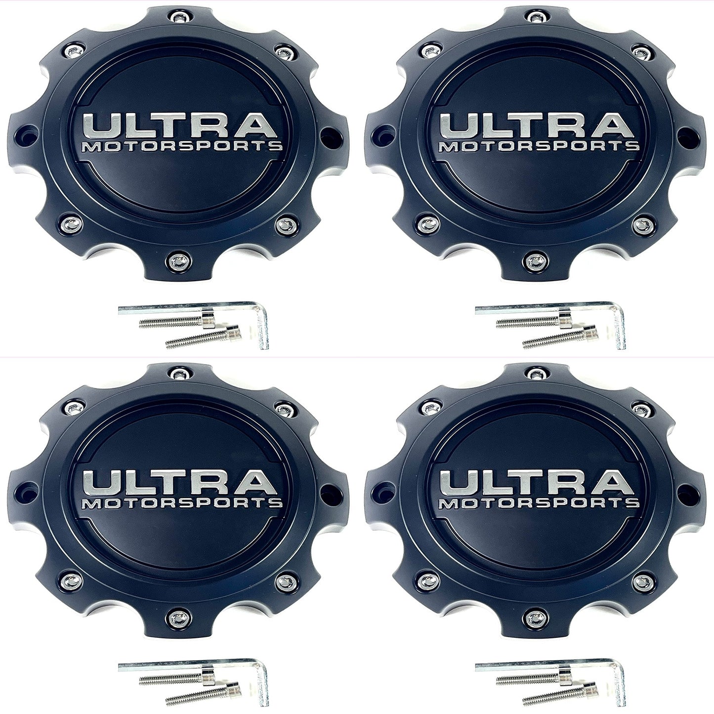 Ultra Motorsports Wheels Flat Black Custom Wheel Center Caps # 89-9779 (4 CAPS)