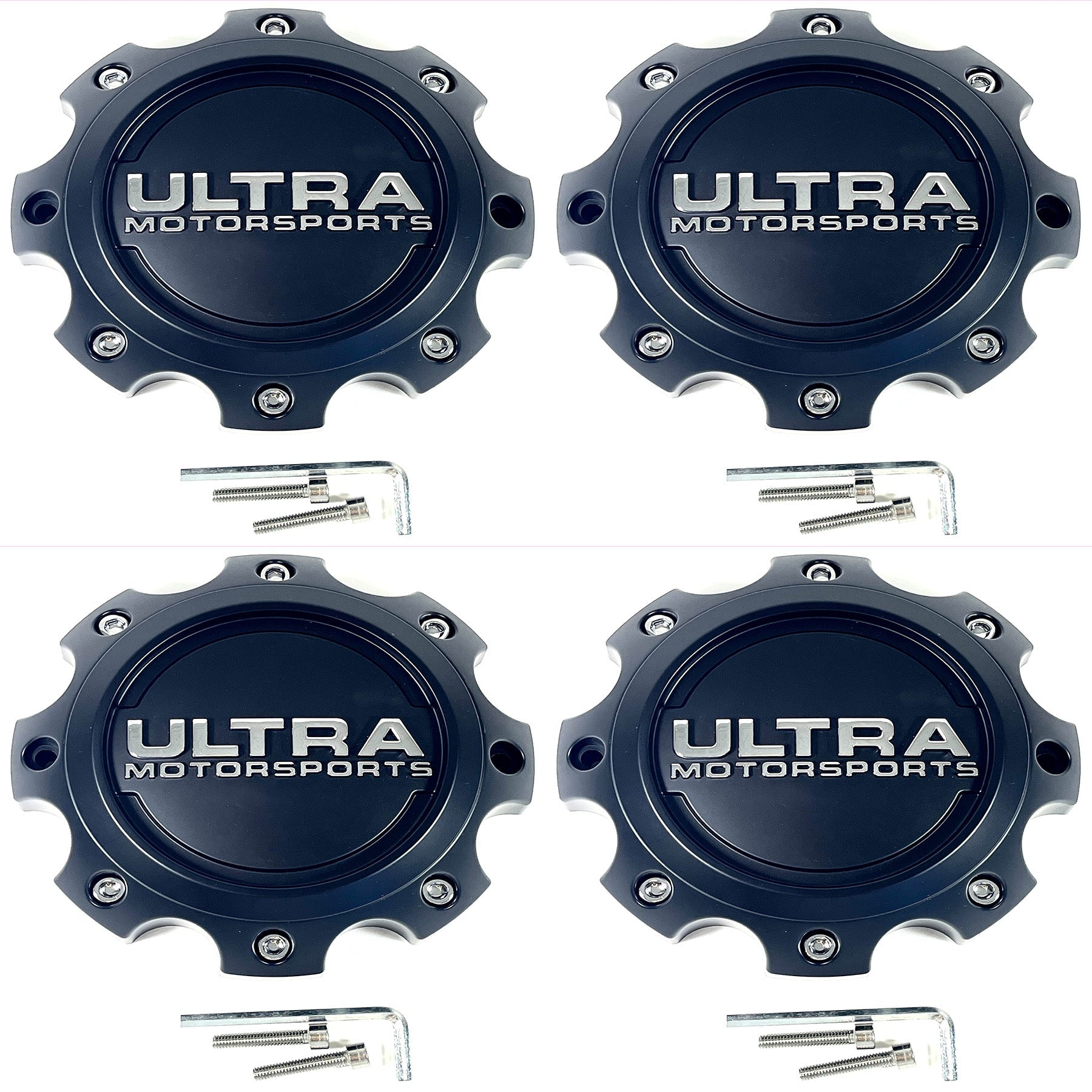 Ultra Motorsports Wheels Flat Black Custom Wheel Center Caps # 89-9779 (4 CAPS)