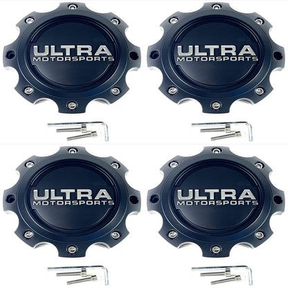 Ultra Motorsports Wheels Flat Black Custom Wheel Center Caps # 89-9779 (4 CAPS)