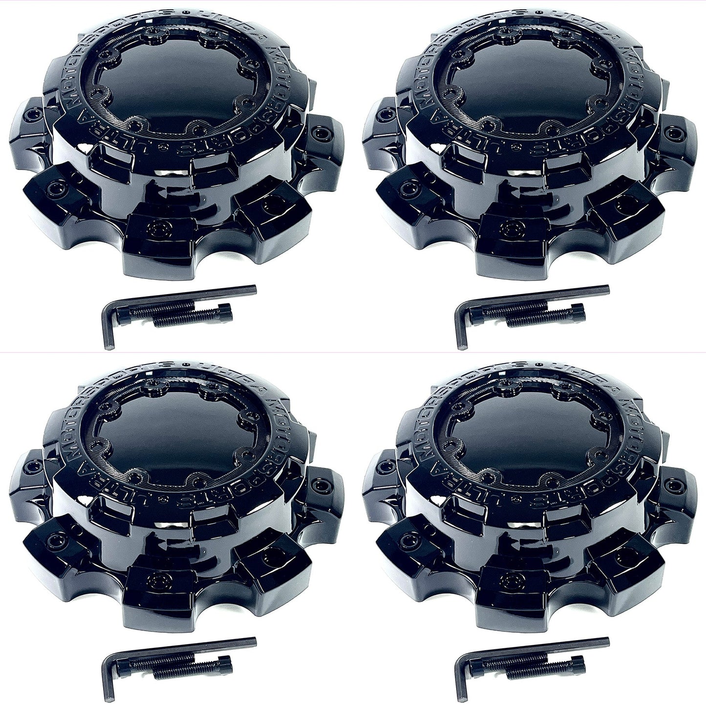 Ultra Motorsports Gloss Black Custom Wheel Center Caps # 89-9879 (4 CAPS)