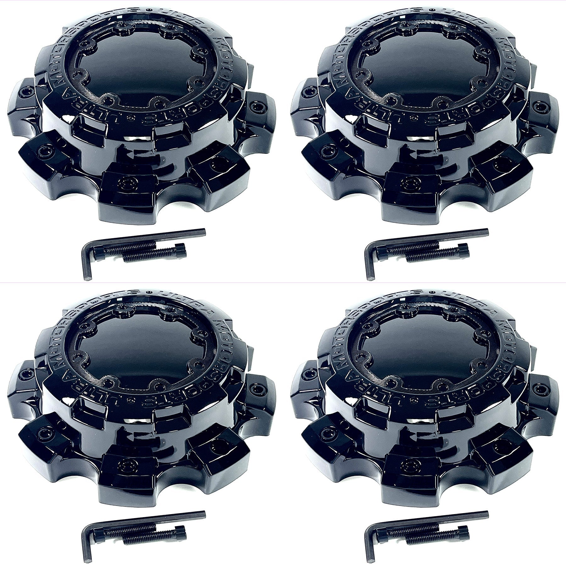 Ultra Motorsports Gloss Black Custom Wheel Center Caps # 89-9879 (4 CAPS)