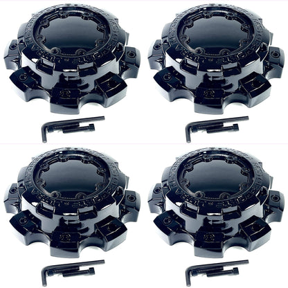 Ultra Motorsports Gloss Black Custom Wheel Center Caps # 89-9879 (4 CAPS)