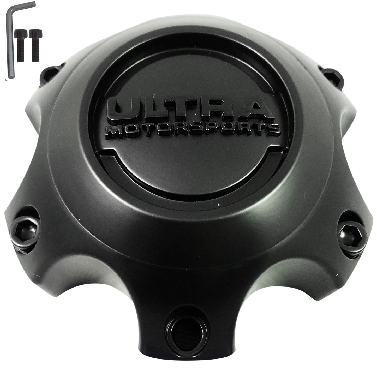 Ultra Motorsports Wheels Flat Black / Gloss Logo Wheel Center Cap # 89-9764SBB (4 CAPS)