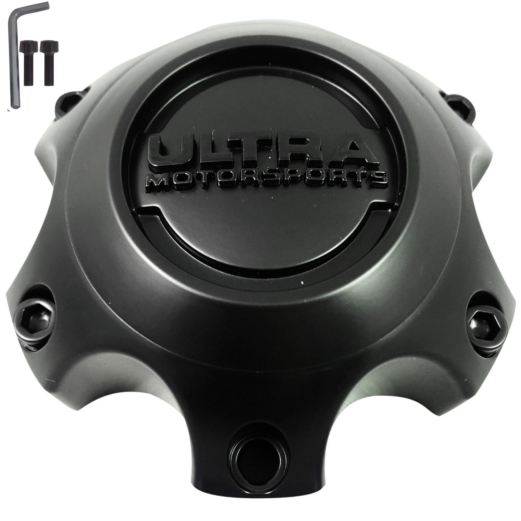 Ultra Motorsports Wheels Flat Black / Gloss Logo Wheel Center Cap # 89-9764SBB (4 CAPS)