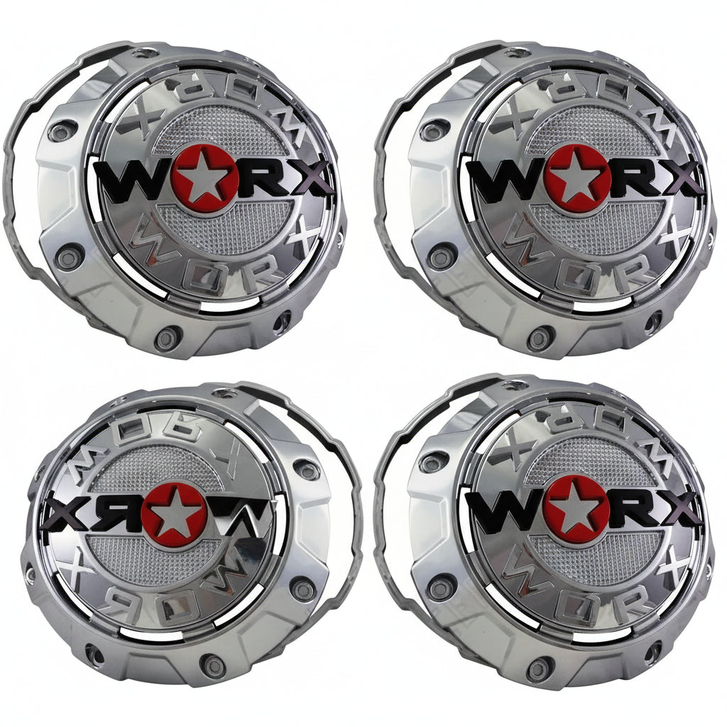Set of four WORX A89-8856L chrome wheel center caps