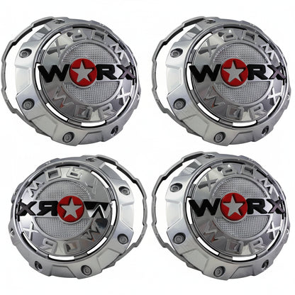 Set of four WORX A89-8856L chrome wheel center caps