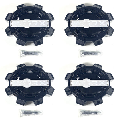 Worx Wheel Center Caps Worx Alloy Gloss Black 8-Lug WRX-0081BK 1700S01 (4 CAPS) + SCREWS