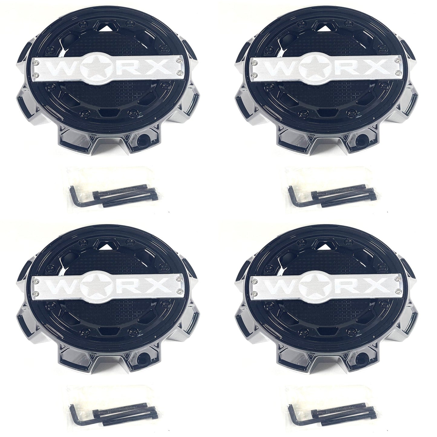 WORX / Ultra Motorsports Gloss Black Wheel Center Cap 83182090F-1B A89-0087BK (4 CAPS) + SCREWS