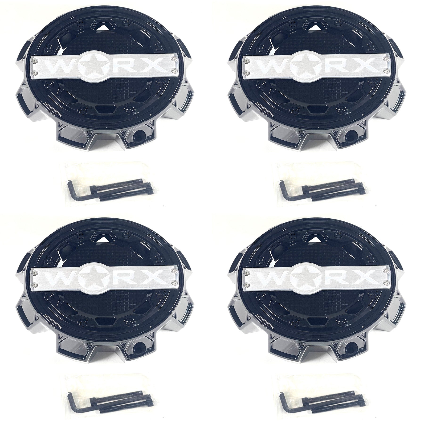 WORX / Ultra Motorsports Gloss Black Wheel Center Cap 83182090F-1B A89-0087BK (4 CAPS) + SCREWS