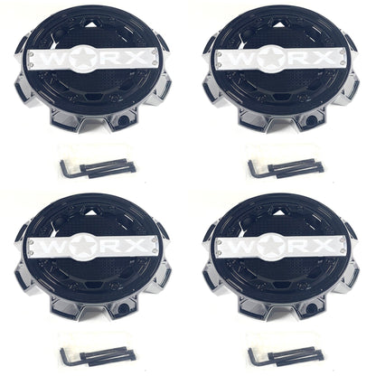 WORX / Ultra Motorsports Gloss Black Wheel Center Cap 83182090F-1B A89-0087BK (4 CAPS) + SCREWS