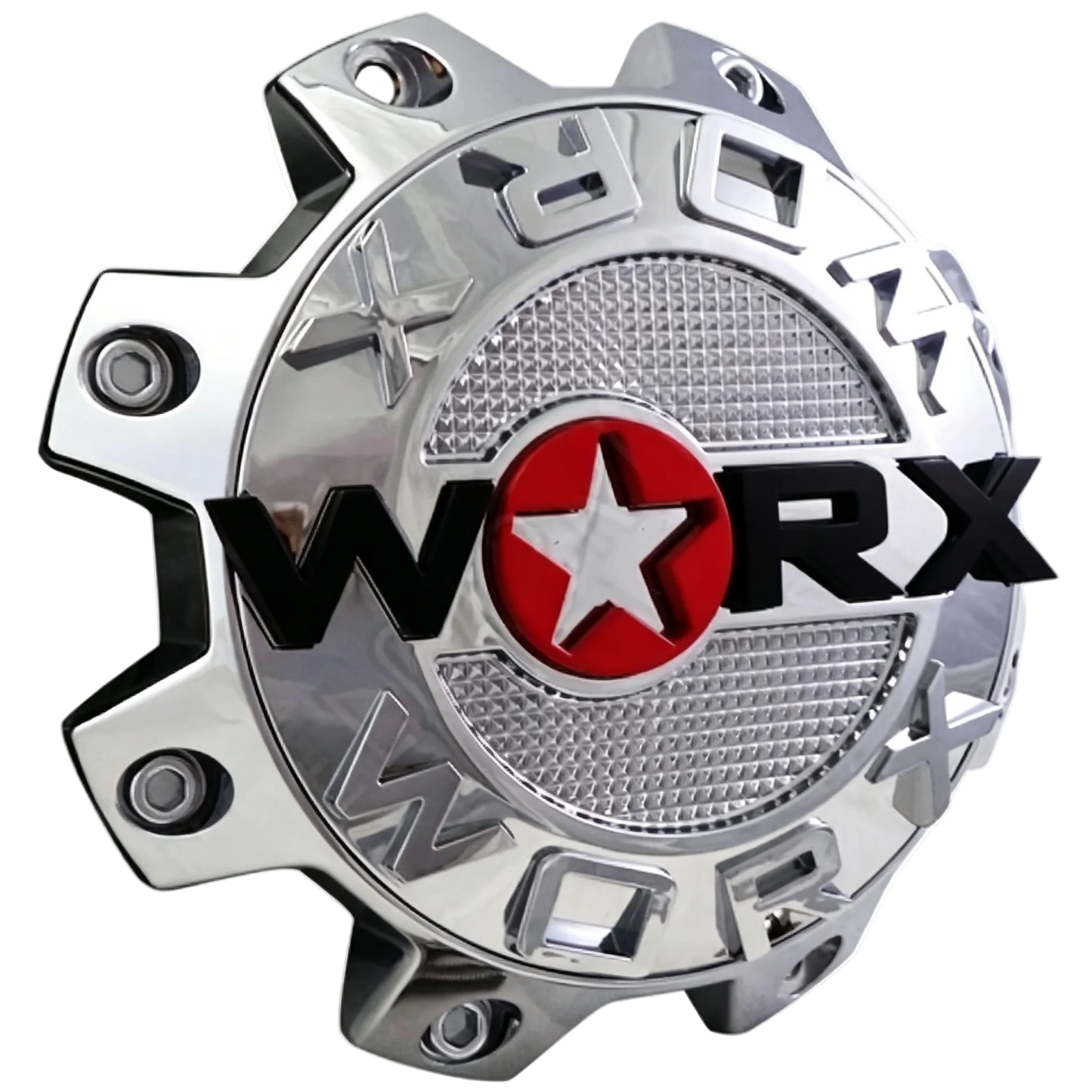 WORX 89-8808 chrome wheel center cap front view