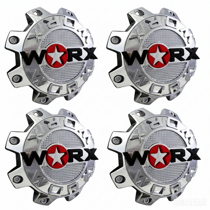 Set of four WORX 89-8808 chrome wheel center caps