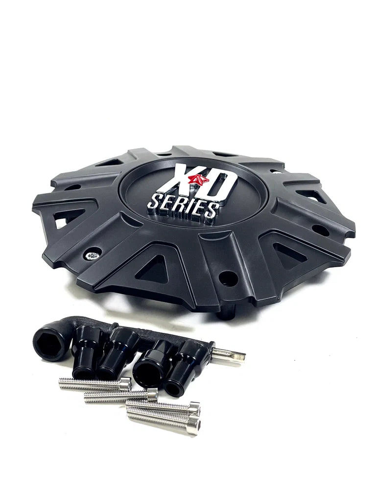 KMC XD822 Monster II matte black center cap angled view
