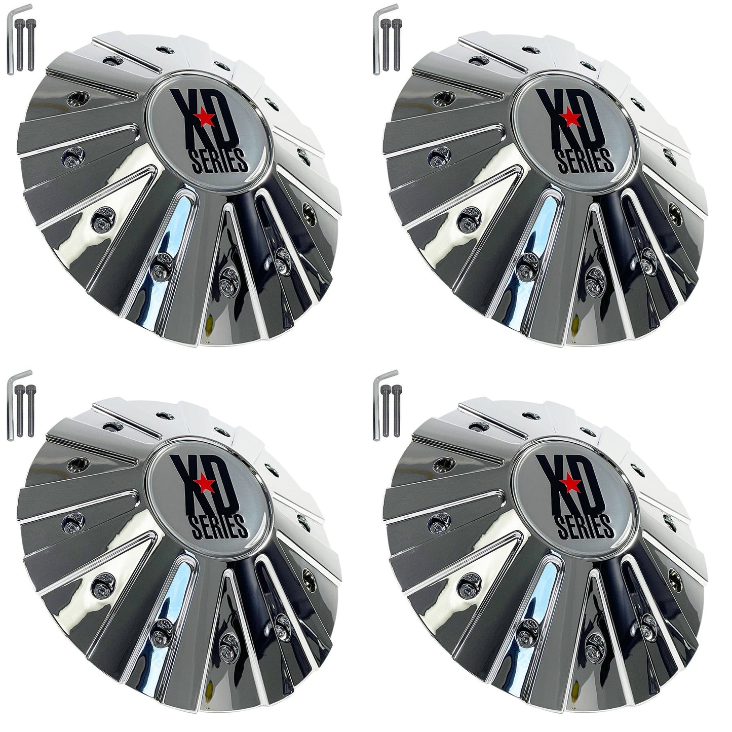 KMC XD Series Wheels Chrome Custom Wheel Center Caps # 846L215 (4 CAPS)