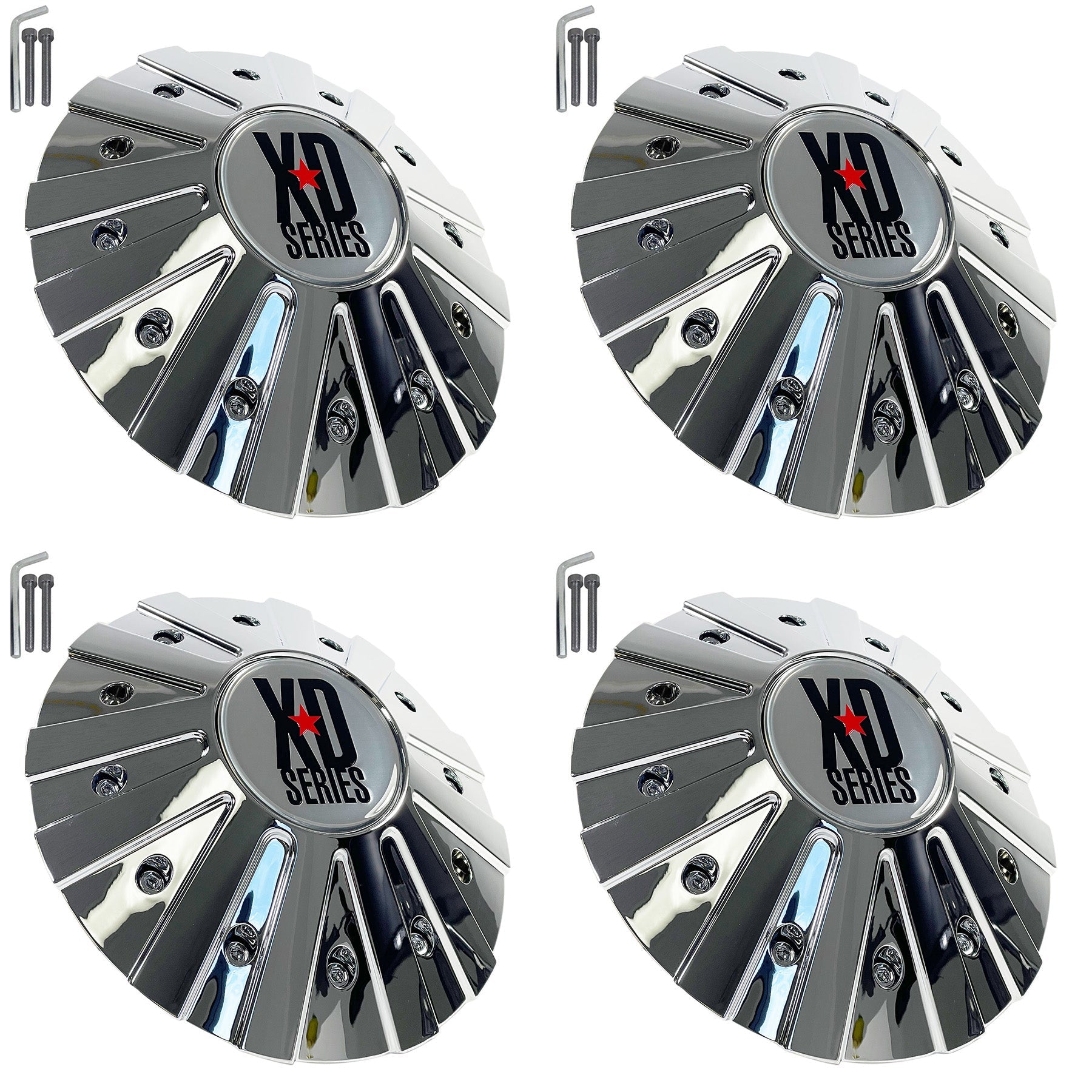 KMC XD Series Wheels Chrome Custom Wheel Center Caps # 846L215 (4 CAPS)