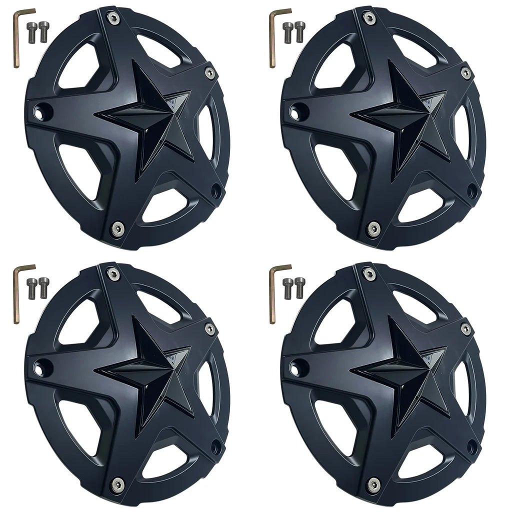 Set of four KMC XD827 Rockstar III 827CAP matte black center caps