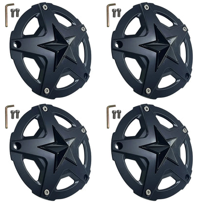 Set of four KMC XD827 Rockstar III 827CAP matte black center caps