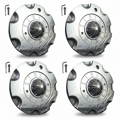 Four ZINIK Z-8 chrome wheel center caps