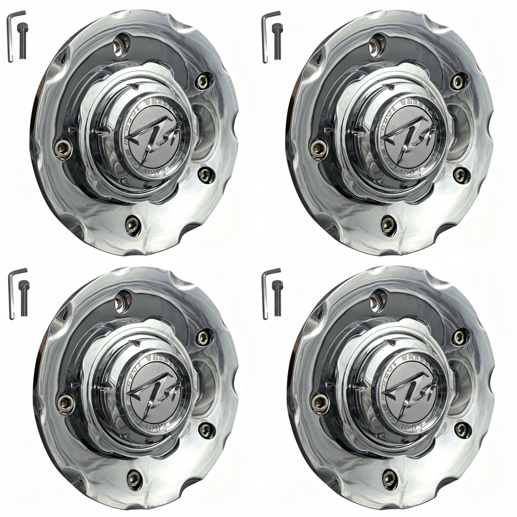 Four ZINIK Z-18 chrome wheel center caps