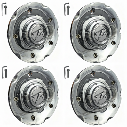 Four ZINIK Z-18 chrome wheel center caps