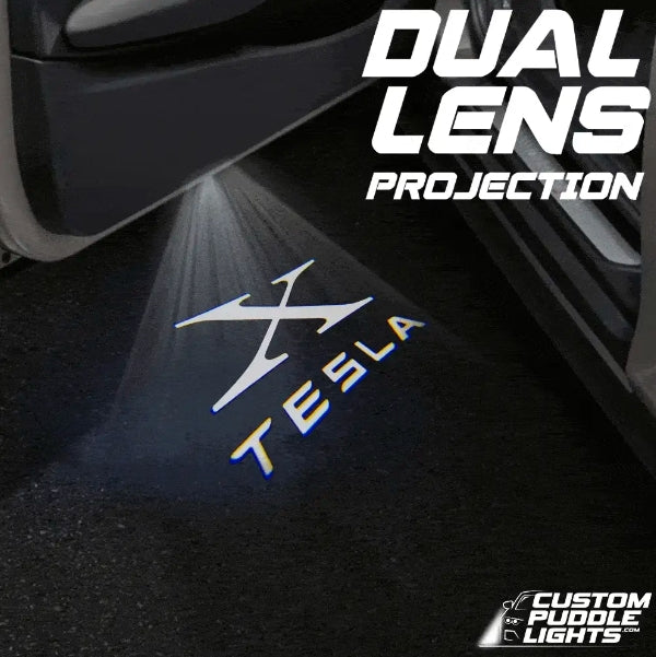 Tesla Model X Dynamic Dual Lens Premium Door Puddle Lights Multiple Designs 2016-2021