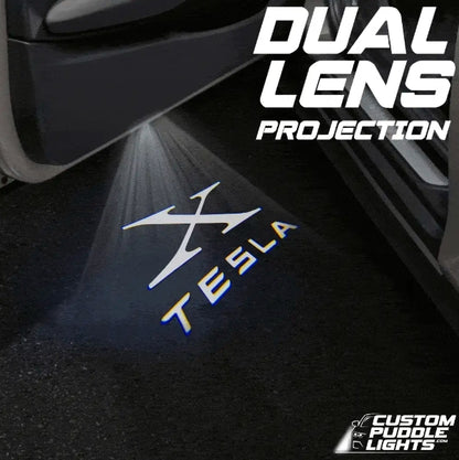 Tesla Model X Dynamic Dual Lens Premium Door Puddle Lights Multiple Designs 2016-2021