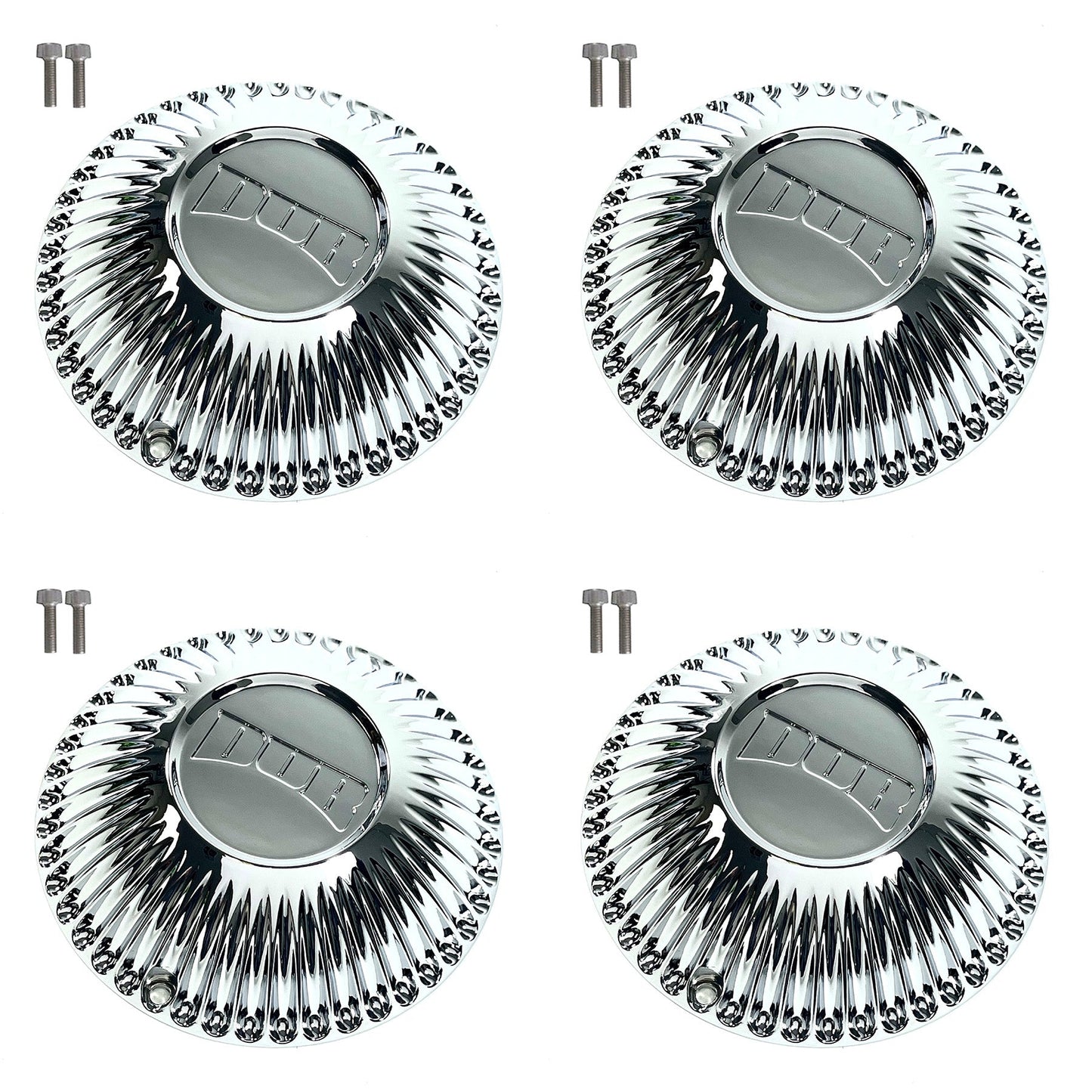 DUB Wheels Chrome Custom Wheel Center Caps # 8760-15 (4 CAPS) Bellagio Spinner
