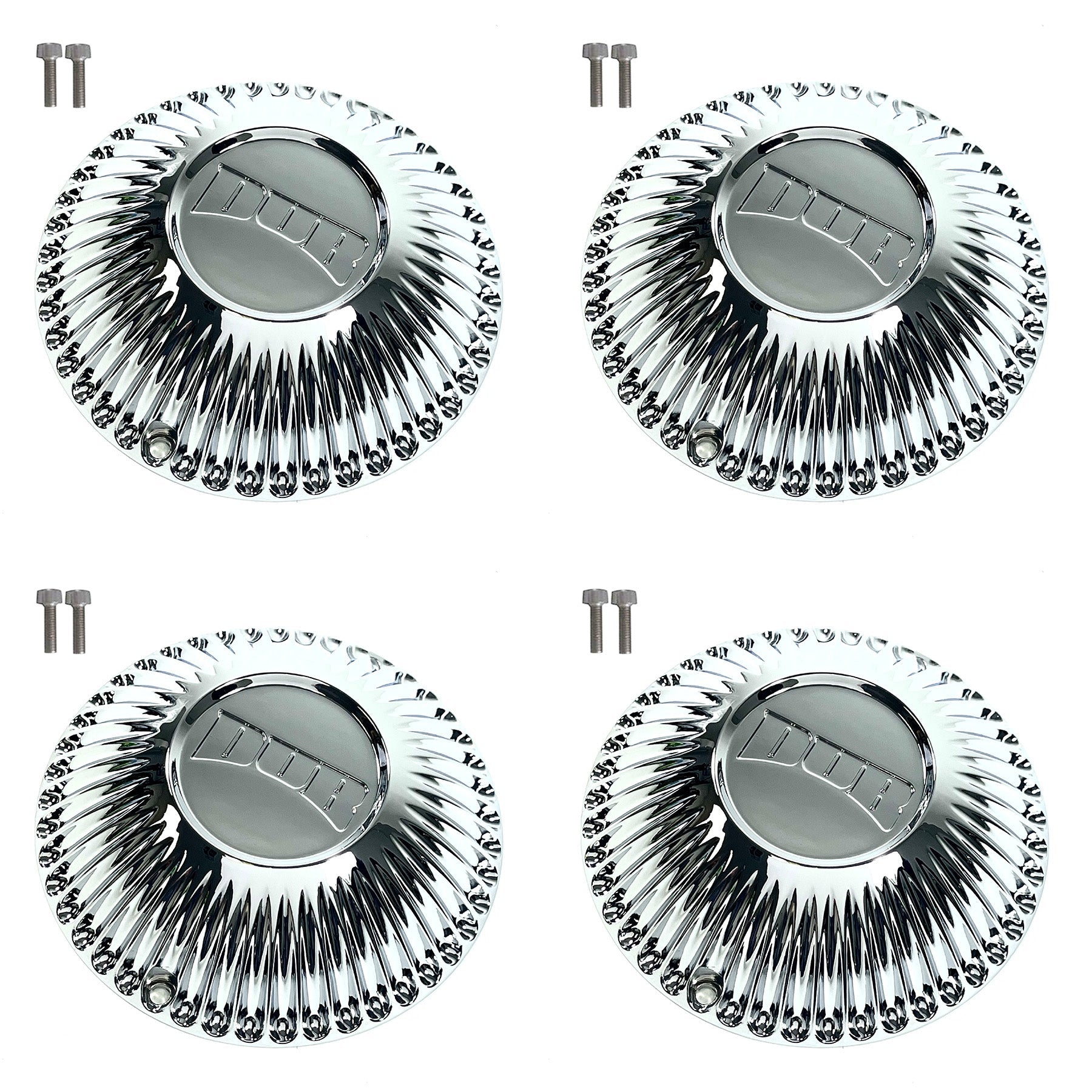 DUB Wheels Chrome Custom Wheel Center Caps # 8760-15 (4 CAPS) Bellagio Spinner