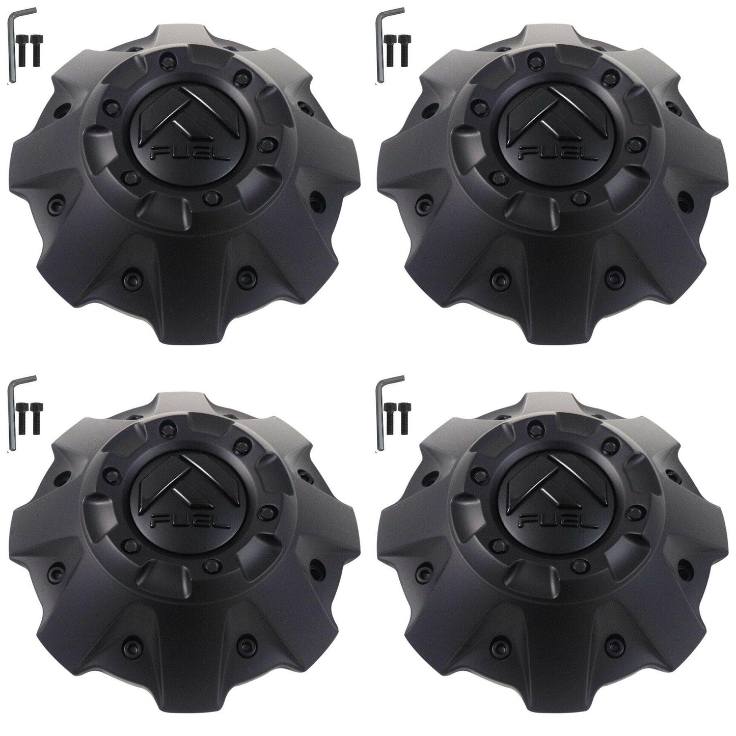 Fuel Offroad Wheel Center Cap 1001-63MBGB Flat Black / Gloss Logo 5+6 Lug (4 CAPS)