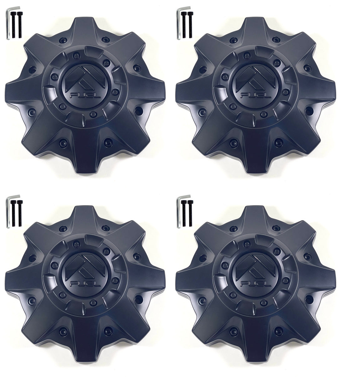 Fuel Offroad Wheel Flat Black 8-Lug Center Cap Caps 1002-53MBGB (4 CAPS) NEW