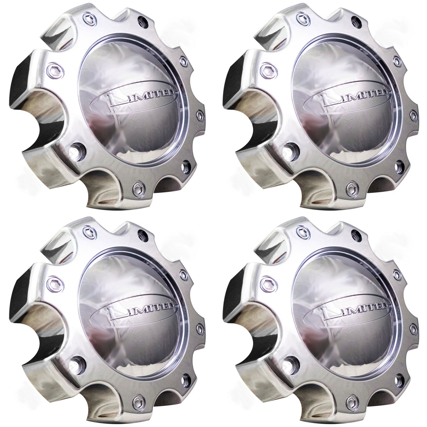 Limited Wheels Chrome Custom Wheel Center Caps # L-053-8H-CAP (4 CAPS)