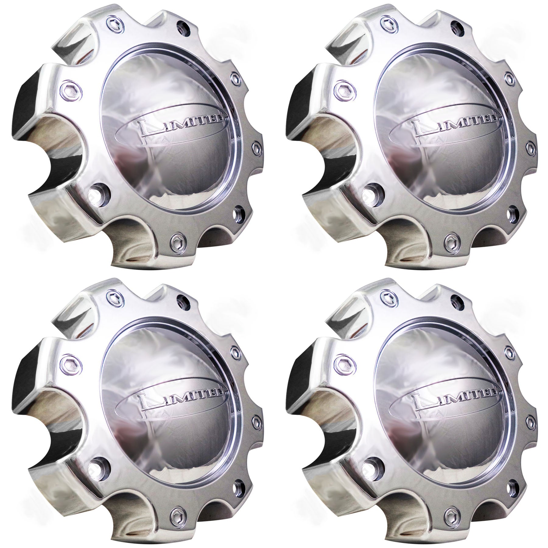 Limited Wheels Chrome Custom Wheel Center Caps # L-053-8H-CAP (4 CAPS)