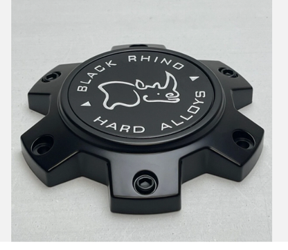 Black Rhino M-873 matte black wheel center cap angled view