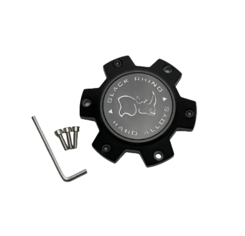 Black Rhino M-873 matte black wheel center cap front view